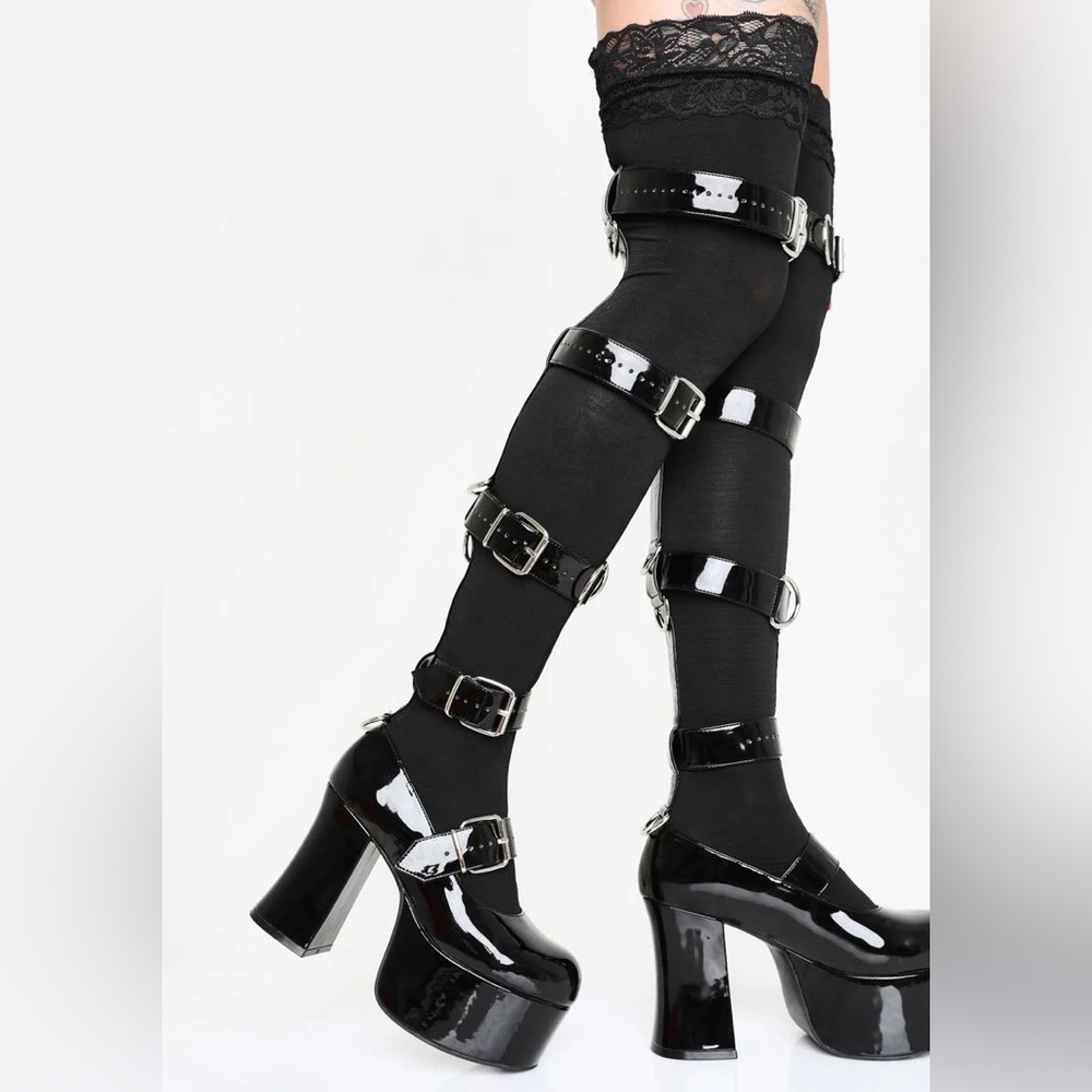 Dolls kill sugar thrillz black boots Dark Angel Mary Jane size 8 US brand new